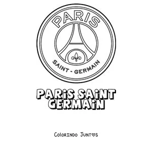Desenho para colorir do escudo do PSG com o nome Paris Saint-Germain