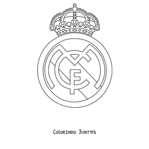 Desenho para colorir do escudo do Real Madrid com a sua coroa