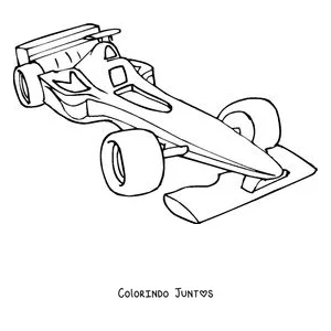 Desenho para colorir de um carro de corrida esportivo de Fórmula 1 com linhas aerodinâmicas
