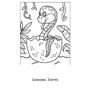 Desenho para colorir de um filhote de cobra saindo do ovo