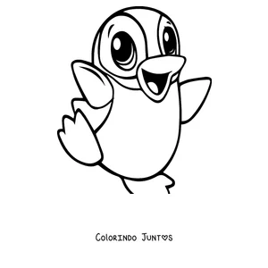Desenho para colorir de um filhote de pinguim dançando