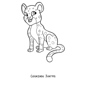 Desenho para colorir de um filhote de guepardo sentado