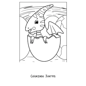 Desenho para colorir de um filhote de pterodáctilo saindo do ovo