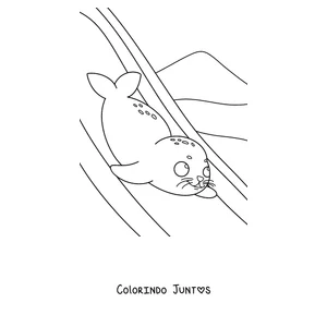 Desenho para colorir de uma foca deslizando na neve