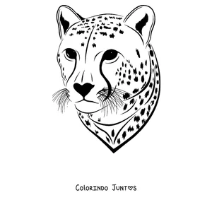 Desenho para colorir do rosto de um guepardo em close