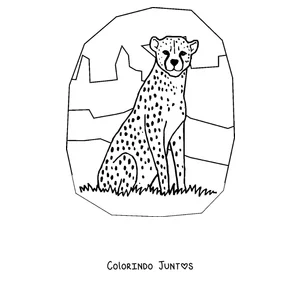 Desenho para colorir de um guepardo sentado na savana