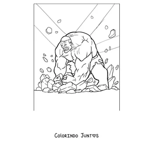 Desenho para colorir do Hulk batendo no chão com os punhos