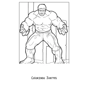 Desenho para colorir do Hulk de pé pronto para a batalha