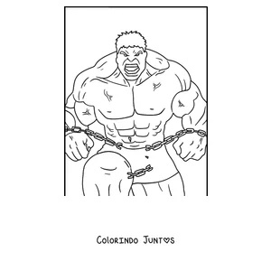Desenho para colorir do Hulk quebrando correntes com os punhos