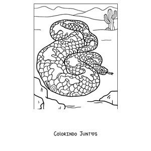 Desenho para colorir de uma jiboia enroscada