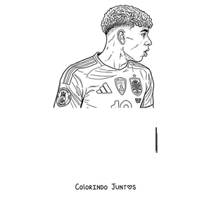 Desenho para colorir do Lamine Yamal com a camisa da seleção da Espanha