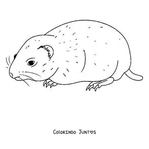 Desenho para colorir de um lemingue caminhando de perfil