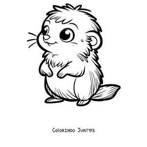 Desenho para colorir de um lemingue em pé sobre duas patas