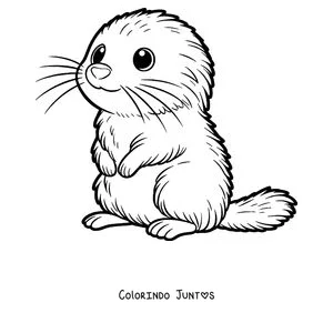 Desenho para colorir de um lemingue fofo sentado de frente