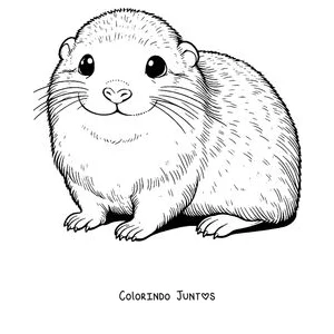 Desenho para colorir de um lemingue rechonchudo de frente