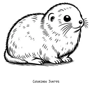 Desenho para colorir de um lemingue redondinho descansando