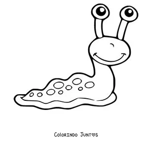 Desenho para colorir de uma lesma de desenho animado sorrindo
