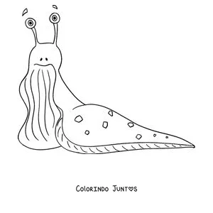 Desenho para colorir de uma lesma com antenas compridas e cauda pontuda