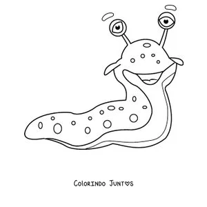 Desenho para colorir de uma lesma simpática com olhos grandes e pintas