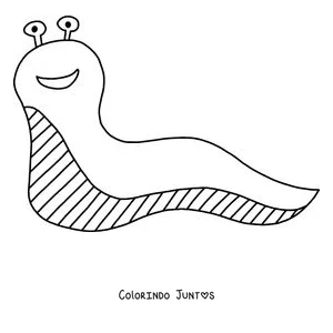 Desenho para colorir de uma lesma simples sorrindo com a barriga listrada