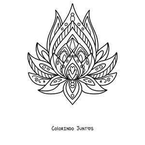 Desenho para colorir de uma mandala de primavera em forma de flor de lótus com pétalas pontiagudas