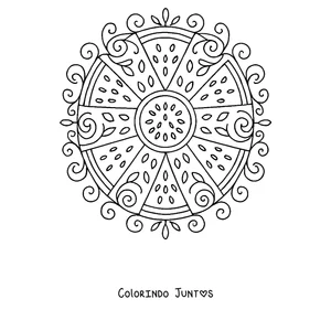Desenho para colorir de uma mandala de verão com fatias de melancia em círculo