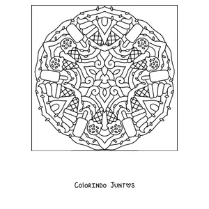 Desenho para colorir de uma mandala de verão feita com casquinhas de sorvete e picolés