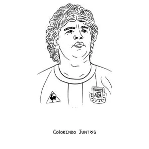Desenho para colorir do Maradona com a camisa da Argentina