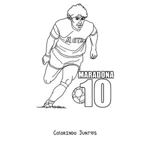 Desenho para colorir do Maradona correndo com a camisa número 10