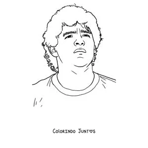 Desenho para colorir de um retrato do Maradona