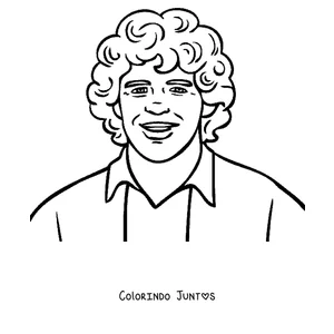 Desenho para colorir do Maradona sorrindo