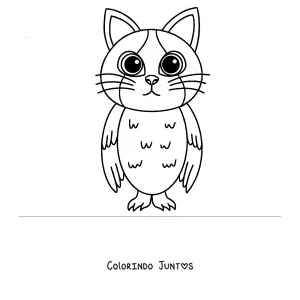 Desenho para colorir de um Meowl fofo visto de frente