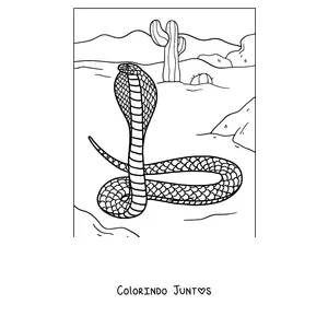 Desenho para colorir de uma naja com o capelo aberto