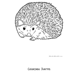 Desenho para colorir de um ouriço realista com os espinhos eriçados