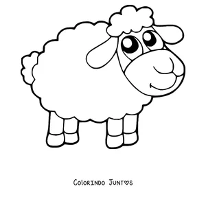 Desenho para colorir de ovelha de desenho animado em pé