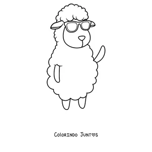 Desenho para colorir de ovelha de óculos