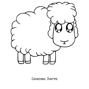 Desenho para colorir de ovelha fofa de olhos brilhantes
