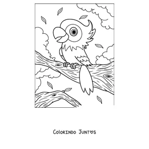 Desenho para colorir de um papagaio fofo para os pequenos