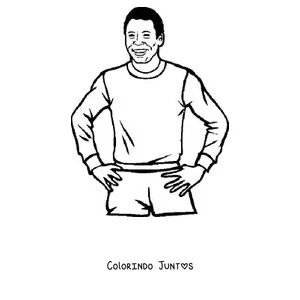 Desenho para colorir do Pelé em pé com as mãos na cintura
