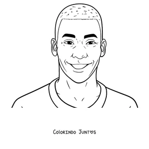 Desenho para colorir do rosto do Pelé sorrindo