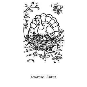 Desenho para colorir de um peru descansando na grama