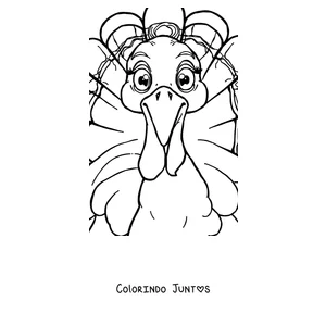 Desenho para colorir de um peru de desenho com um grande sorriso