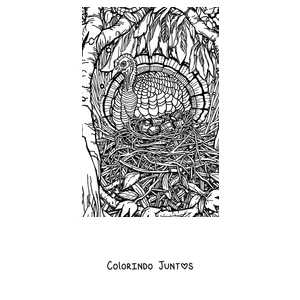 Desenho para colorir de um peru realista parado na grama