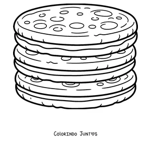 Desenho para colorir de uma pilha de arepas