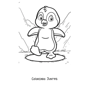Desenho para colorir de um pinguim caminhando