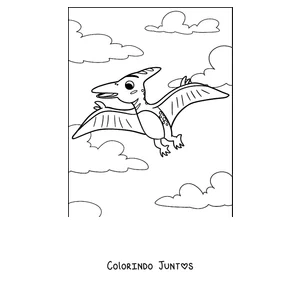 Desenho para colorir de um pterodáctilo fofo voando