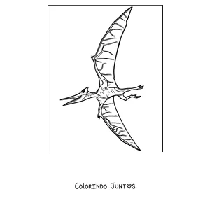 Desenho para colorir de um pterodáctilo simples voando no céu