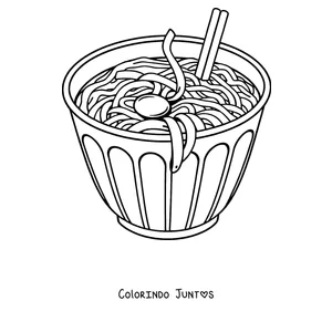 Desenho para colorir de um copo de macarrão ramen com um palito