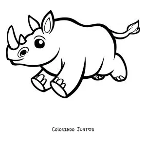 Desenho para colorir de um rinoceronte de desenho animado correndo