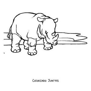 Desenho para colorir de um rinoceronte de perfil